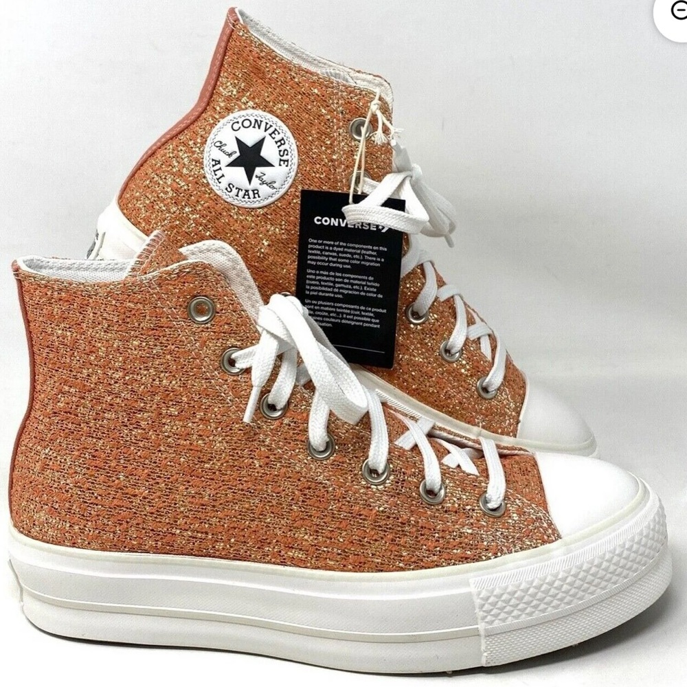 Women Converse Chuck Taylor Star Platform Lift Hi Metallic Gold Shimmer